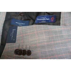 Boglioli Beige Black Plaid Zegna Tropical Wool 2 Pc Suit Jacket Pant 42 52EU NEW